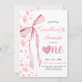 Invitation Pink Little Sweetheart Valentine 1st birthday  (Devant)