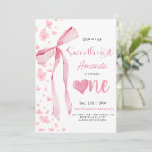 Invitation Pink Little Sweetheart Valentine 1st birthday  (Debout devant)