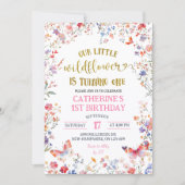 Invitation Pink Little Wildflower Girl 1st Birthday (Devant)