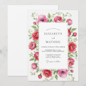 Invitation Pink Lively Botanical Spring Wedding (Devant / Derrière)