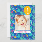 Invitation Pink Llama Amusant Premier anniversaire Fille de f (Dos)