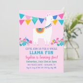 Invitation Pink Llama Fun Girl Anniversaire Fête (Debout devant)