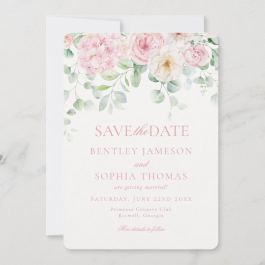 Invitation Pink Love est dans Floral en fleurs Enregistrer la (Devant)