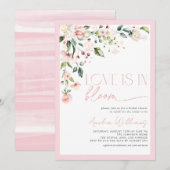 Invitation Pink Love est en Fleur Aquarelle Floral (Devant / Derrière)