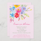 Invitation Pink Love in Bloom Bold Florals Fête des mariées (Devant / Derrière)