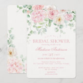 Invitation Pink Love in Floral Floral Hydrangea Bridal (Devant / Derrière)