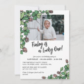 Invitation Pink Lucky One Four Leaf Clover 1er Anniversaire (Devant)