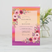 Invitation Pink Luminous Sunset Wedding (Debout devant)
