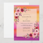 Invitation Pink Luminous Sunset Wedding (Devant / Derrière)