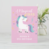 Invitation Pink Magical Unicorn Party (Debout devant)