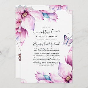 Invitation Pink Magnolia Floral Mariage virtuel en ligne
