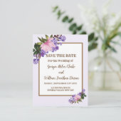 Invitation Pink Magnolia Lavender Floral Enregistrer La Date (Debout devant)