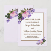 Invitation Pink Magnolia Lavender Floral Enregistrer La Date (Devant / Derrière)
