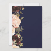 Invitation Pink & Maroon Floral Greenery Mariage bleu marine (Dos)