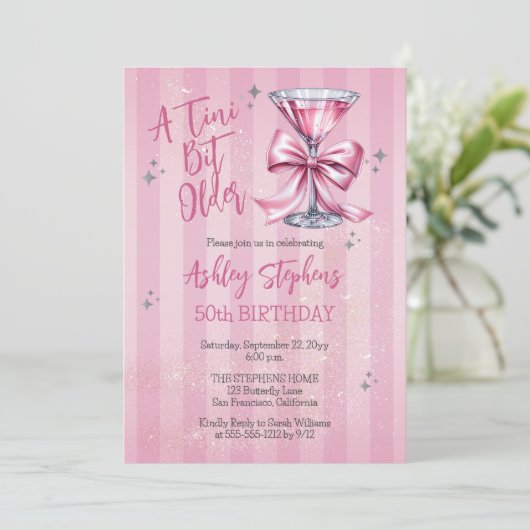 Invitation Pink Martini A Tini Bit Older 50th Birthday Party (Debout devant)