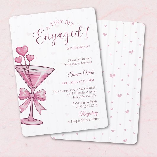 Invitation Pink Martini A Tiny Bit Engaged Bridal Shower 