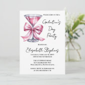 Invitation Pink Martini Coquette Bow Galantine's Day Party (Debout devant)