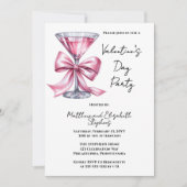 Invitation Pink Martini Coquette Bow Valantine's Day Party (Devant)