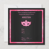 INVITATION PINK MASK ÉLÉGANT BACHELORETTE MASQUERADE PARTI (Dos)