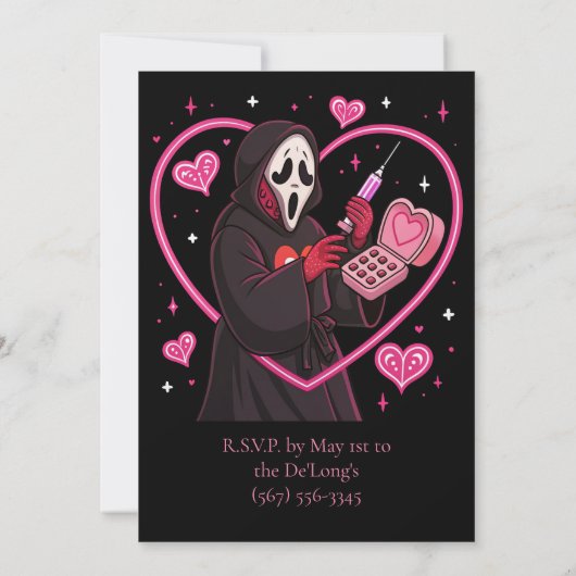 Invitation Pink Mask Halloween party (Dos)