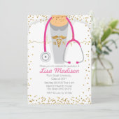 Invitation Pink Médicale Nursing Graduation Party (Debout devant)