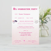 Invitation Pink Médicale Prescription Pad Graduation (Debout devant)