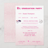 Invitation Pink Médicale Prescription Pad Graduation (Devant / Derrière)