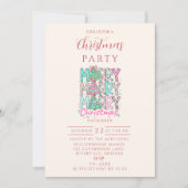 Invitation Pink Merry Merry Christmas Tree (Devant)