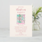 Invitation Pink Merry Merry Christmas Tree (Debout devant)