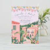 Invitation Pink Mexican Town Destination Wedding (Debout devant)