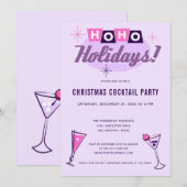 Invitation Pink Midcentury Modern Christmas Cocktail Party (Devant / Derrière)