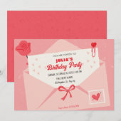 Invitation Pink mignon lettre belle (Devant / Derrière)