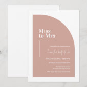 Invitation Pink minimal demi-arc Mlle à Mme Fête des mariées  (Devant / Derrière)