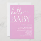 Invitation Pink Minimal Hello Baby Baby shower (Devant)