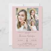 Invitation Pink Minimalist Arch Photo Graduation Party (Dos)