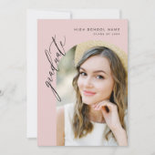 Invitation Pink Minimalist Arch Photo Graduation Party (Devant)