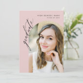 Invitation Pink Minimalist Arch Photo Graduation Party (Debout devant)