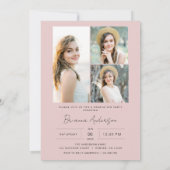 Invitation Pink Minimalist Arch Photo Graduation Party (Dos)