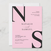 Invitation Pink Minimalist & Elegant Bold Mariage initial (Devant)