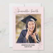Invitation Pink Minimalist Photo Graduation (Dos)