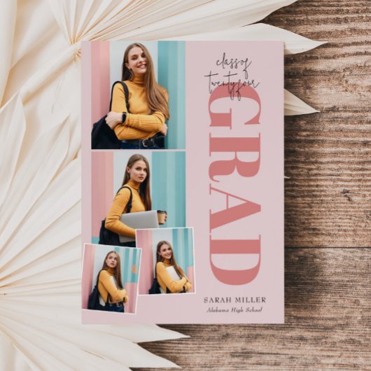 Invitation Pink Minimaliste moderne Vertical 5 Diplôme photo