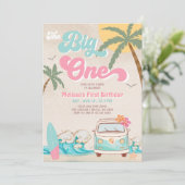 Invitation Pink Mint The Big One Surfing 1er Anniversaire (Debout devant)