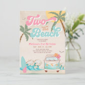 Invitation Pink Mint Two The Beach Surf 2e anniversaire (Debout devant)