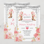 Invitation Pink Mis Quince 15 Anos Argent Crown (Devant / Derrière)