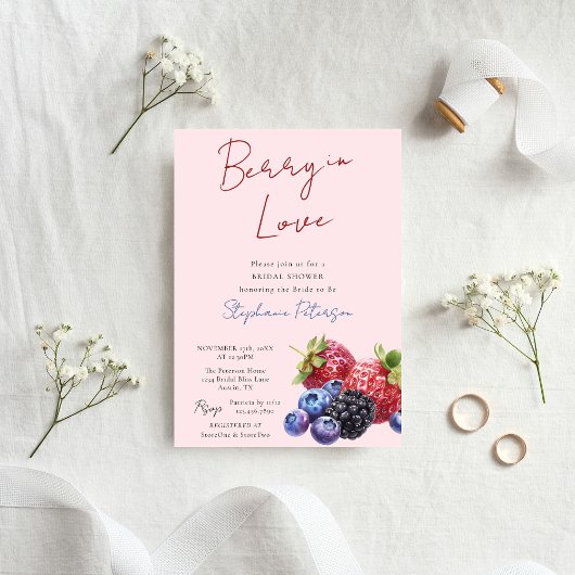 Invitation Pink Mixed Berries Berry In Love Bridal Shower