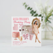 Invitation Pink mode collage photo anniversaire (Debout devant)