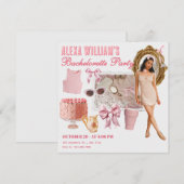 Invitation Pink mode collage photo bachelorette (Devant / Derrière)