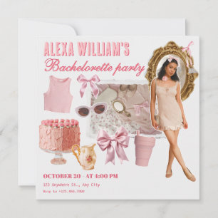 Invitation Pink mode collage photo bachelorette