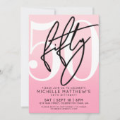 Invitation Pink Modern 50th Birthday (Devant)