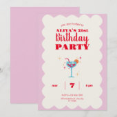 Invitation Pink Modern Amusement fête d'anniversaire (Devant / Derrière)